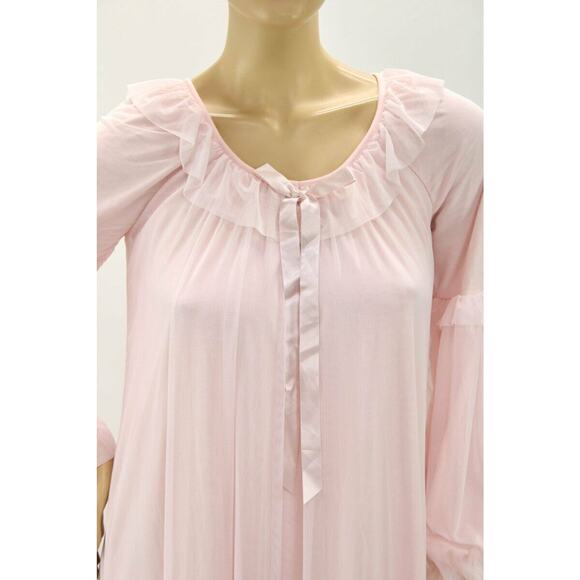 Chung Nu Pink Nightgown Womens sz M Chiffon over Cotton Jersey fabric - Picture 6 of 12
